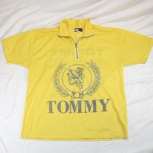 TOMMY HILFIGER Crested Gold Mesh Half Zip Jersey